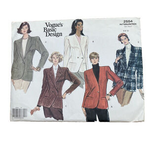 Vintage Vogue Sewing Pattern 2554 Basic Design Jacket Size 6-10 Misses & Petite